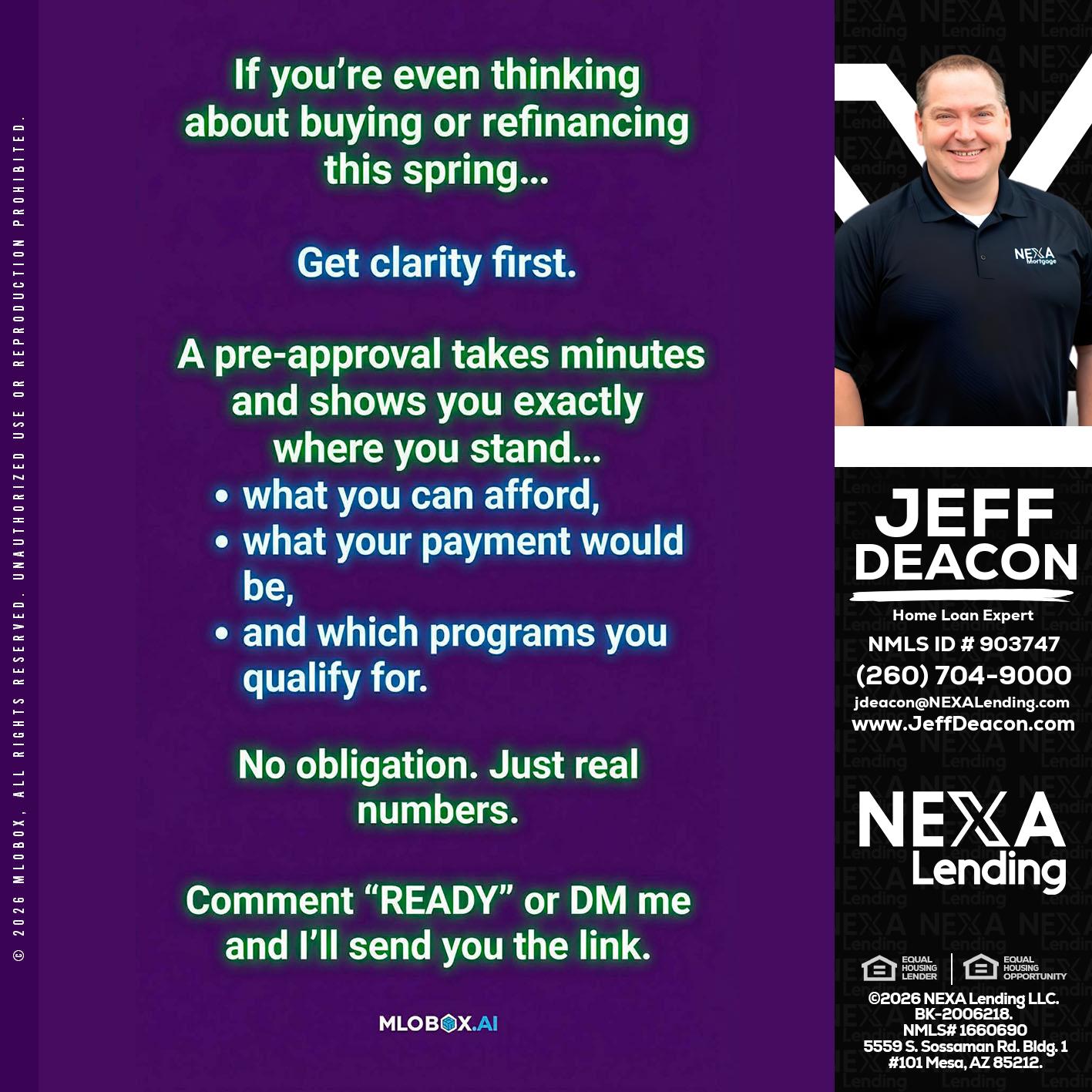IF YOU THINKING - Jeff Deacon -Senior Loan Officer