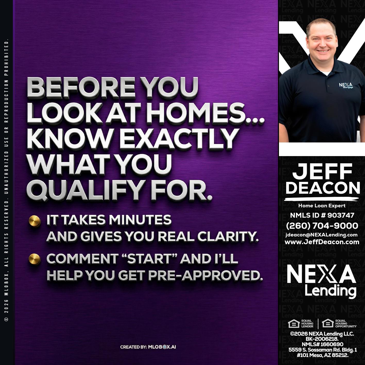 BEFORE YOU - Jeff Deacon -Senior Loan Officer