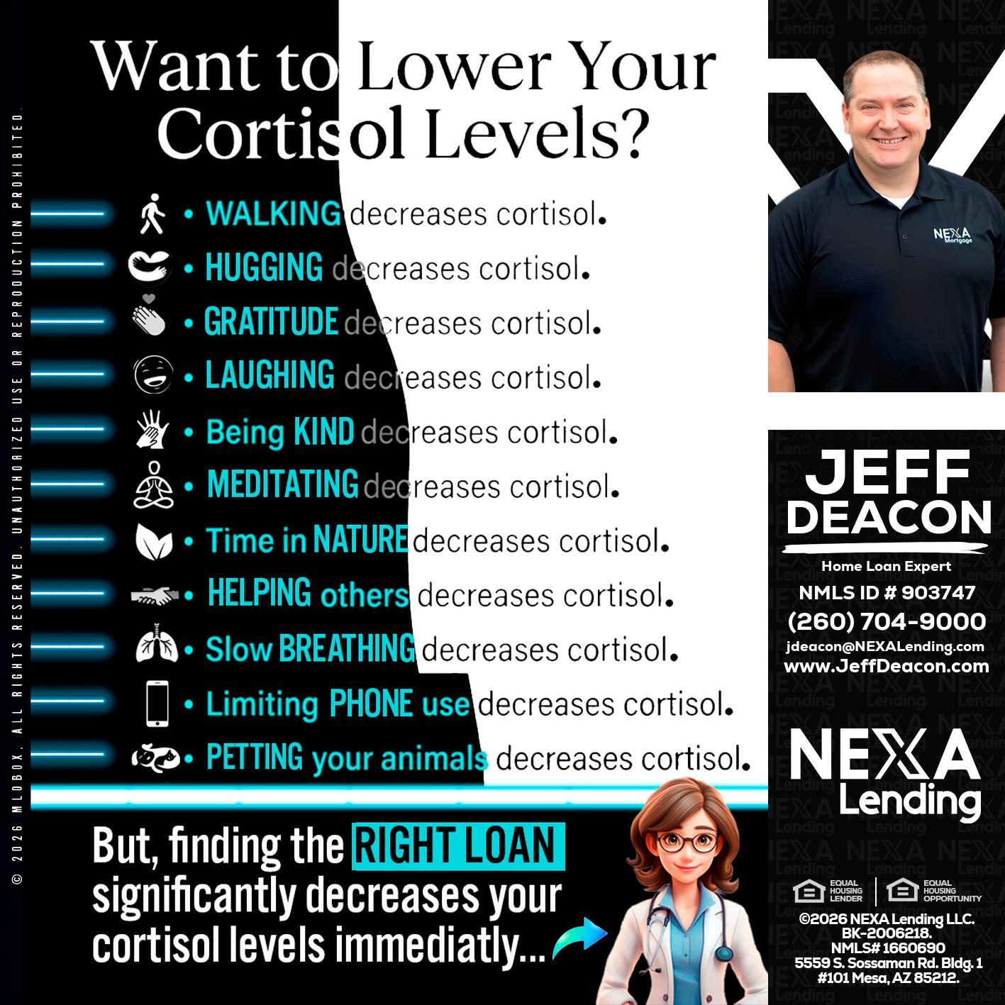Want to lower Your Cortisol Levels? - Jeff Deacon -Senior Loan Officer