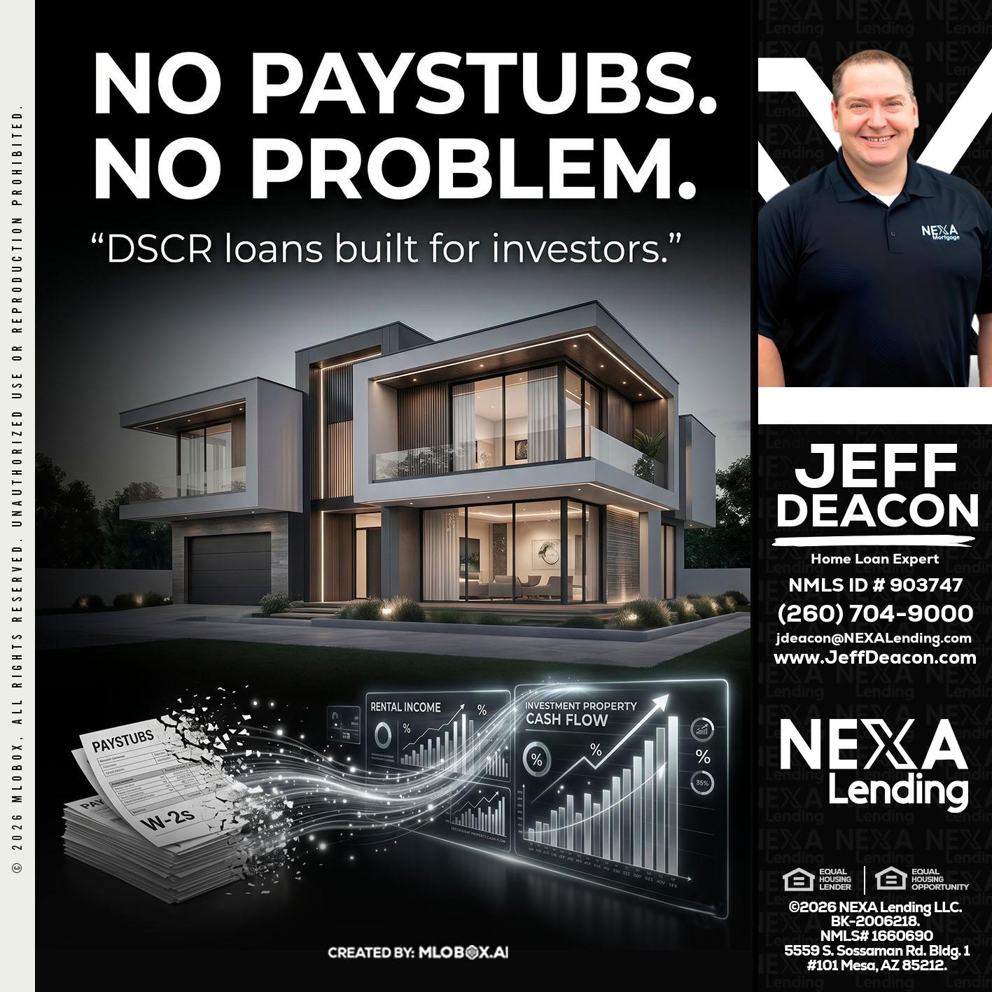 no paystub - Jeff Deacon -Senior Loan Officer