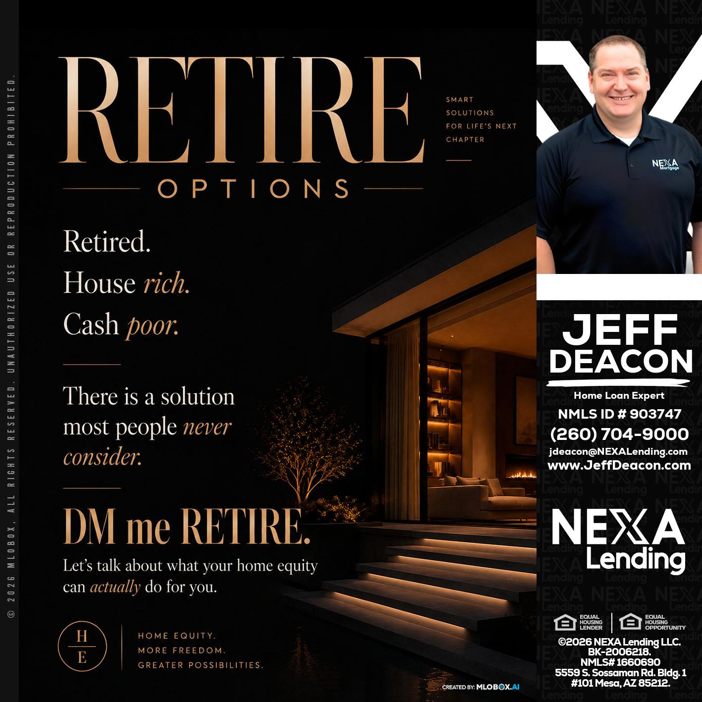RETIRE LOANS - Jeff Deacon -Senior Loan Officer