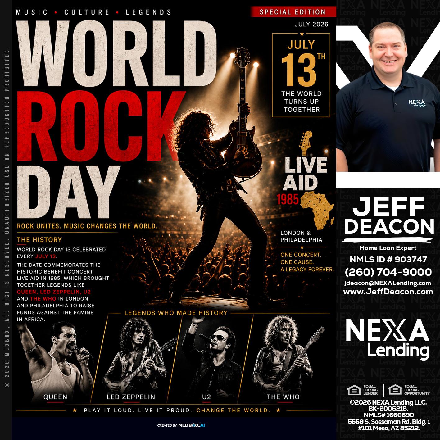 WORLD ROCK MUSIC DAY - Jeff Deacon -Senior Loan Officer