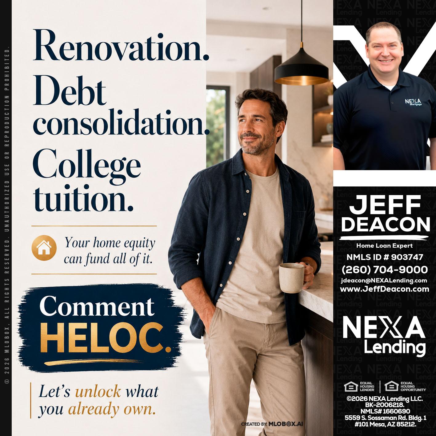 RENOVATION DEBT - Jeff Deacon -Senior Loan Officer