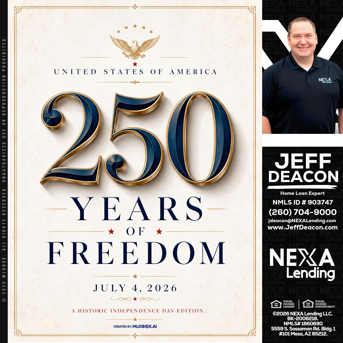 250 YEARS - Jeff Deacon -Senior Loan Officer