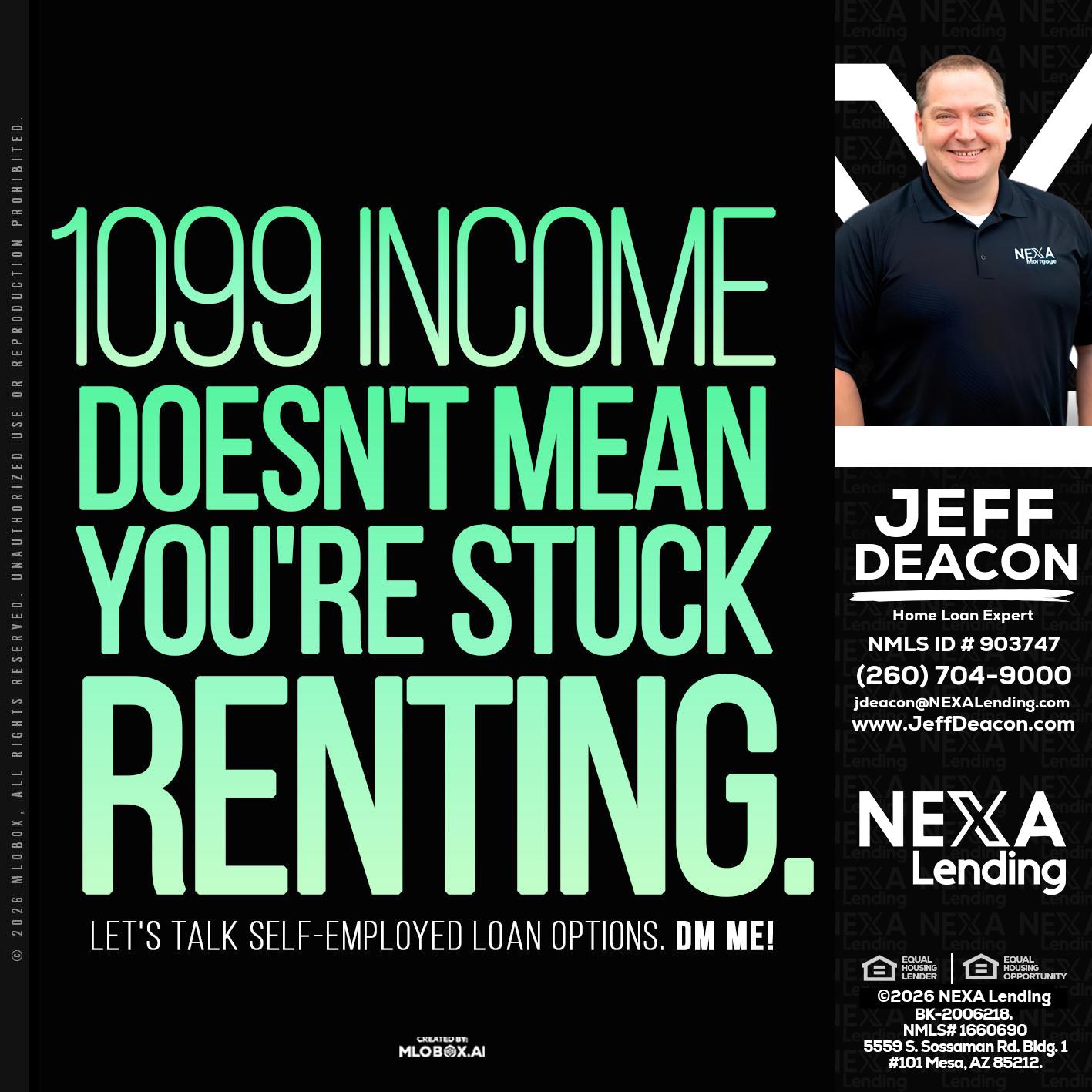 1099 income - Jeff Deacon -Senior Loan Officer