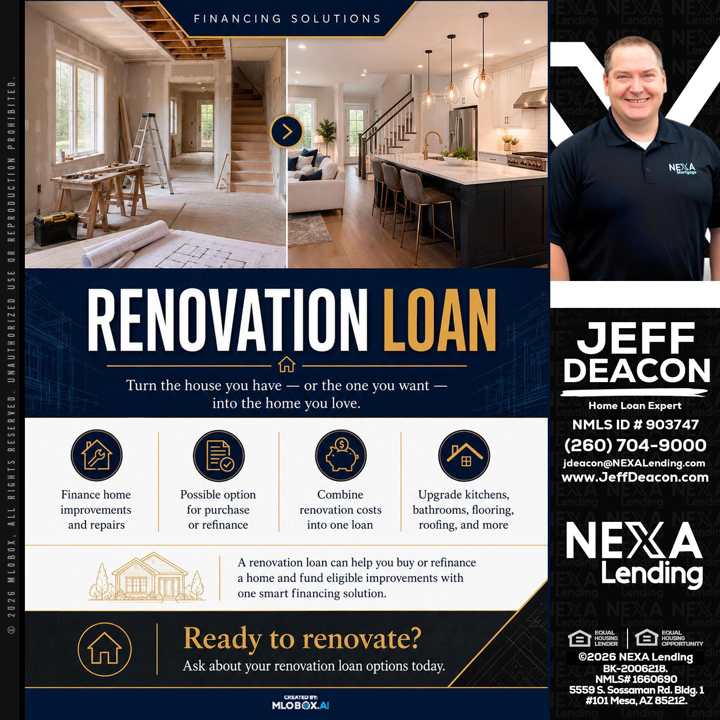 RENOVATION LOAN - Jeff Deacon -Senior Loan Officer